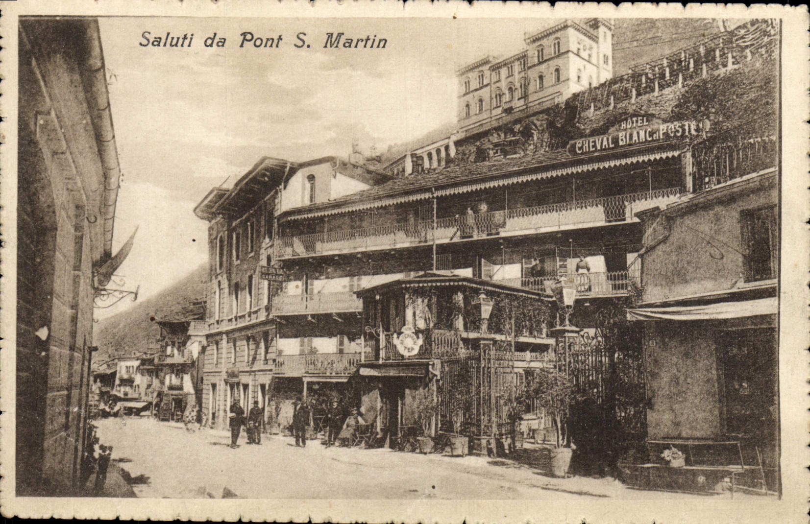 CPA Saluti da Pont S Martin Cheval Blanc La Poste 