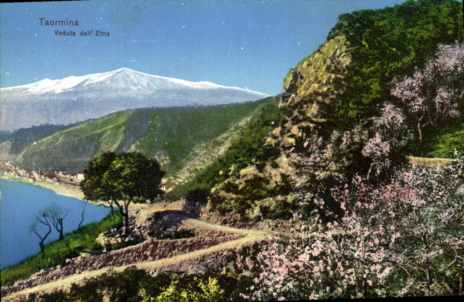 CPA Taormina Veduta Dell'Etna Volcan
