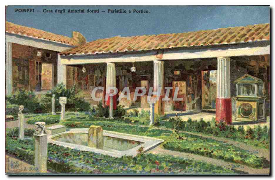 CPA Pompei Casa Degli Amorini Dorati Peristillo E Portico
