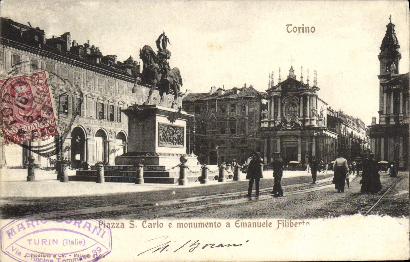 CPA Torino Piazza S Carlo E Monumento A Emanuele Filiberto