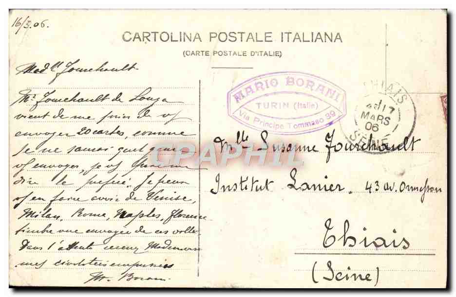 CPA Torino Piazza S Carlo E Monumento A Emanuele Filiberto — Rückseite