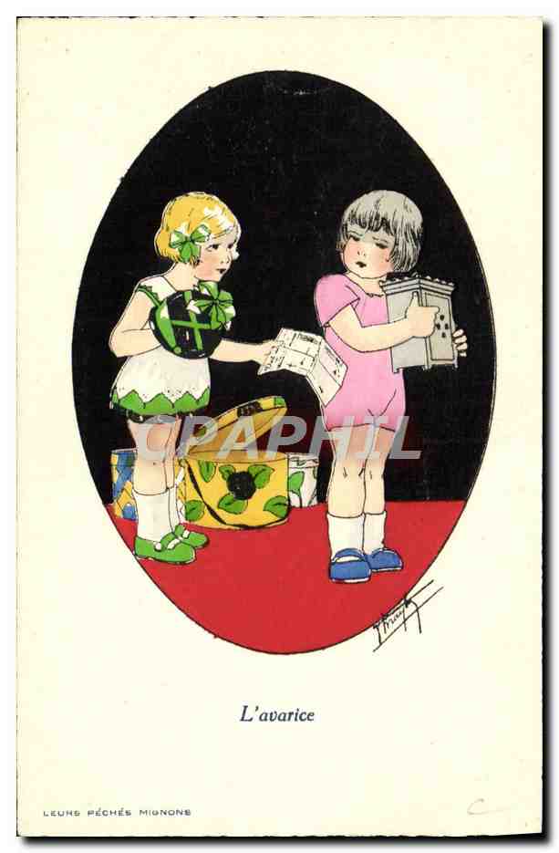 CPA Fantaisie Les peches mignons L'Avarice Enfants