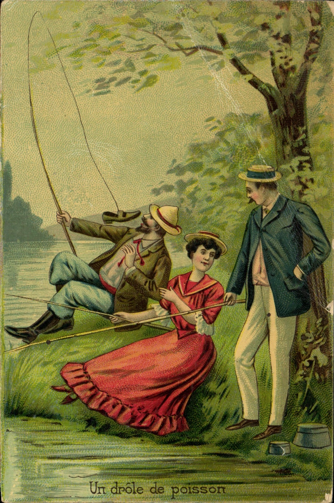 CPA Un Drole De Poisson Femme Peche 