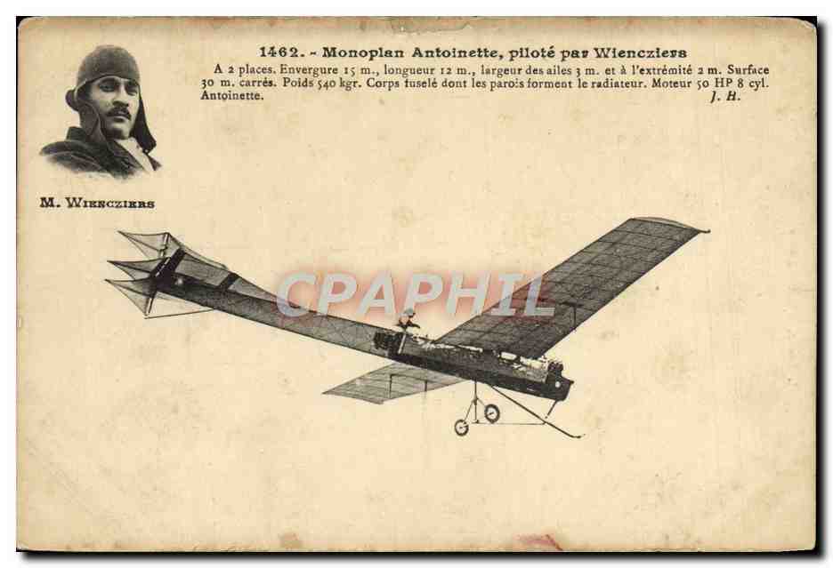 CPA Avion Monoplan Antoinette Wiencziers 