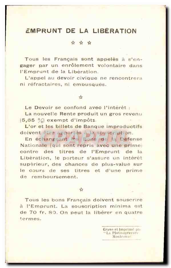 CPA Emprunt de la Nation General Mangin Sarrebourg Militaria  — Rückseite