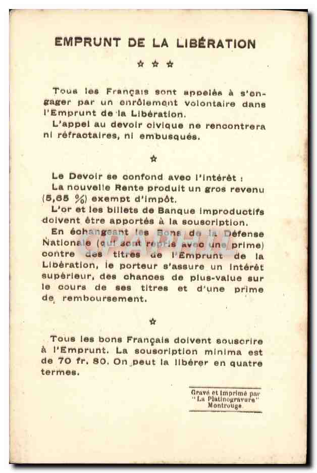 CPA Emprunt de la Nation Les vainqueurs de la Marne General Gouraud Militaria  — Rückseite