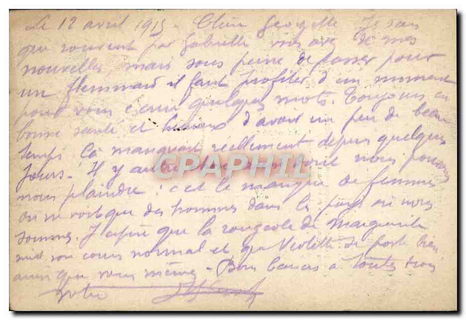 Carte en Franchise Leroy Rue Croix Nivert Paris 1915 — Rückseite