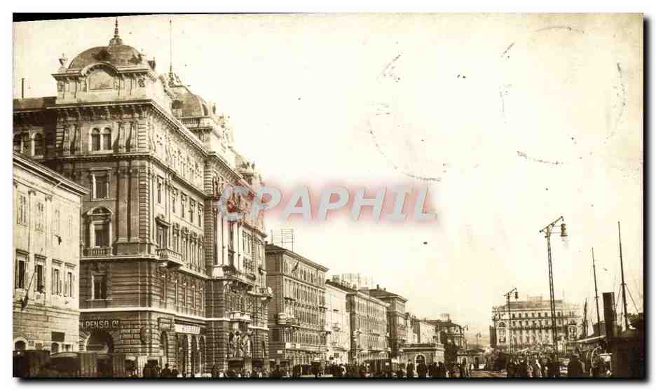 Vue de la rue principale à Trieste — éditeur Densò, n° 635