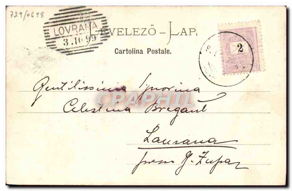CPA Fiume Palazzo Arciducca Giuseppe Palais erzherzog Josef — Rückseite