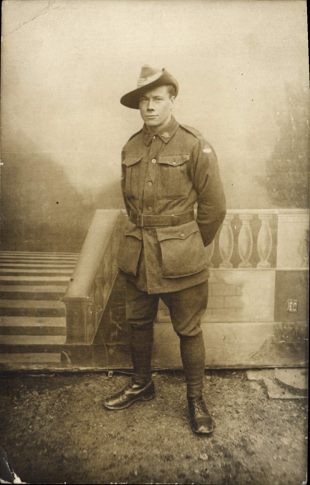 CARTE PHOTO Soldado americano Louvois cerca de Maubeuge Sgt Wilmore H