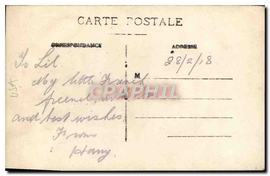 CARTE PHOTO Soldado americano Louvois cerca de Maubeuge Sgt Wilmore H — Reverso