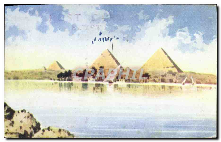 Les Pyramides de Gizeh — Niveau inondé — Éditeur : Post Card Egypt, n°14