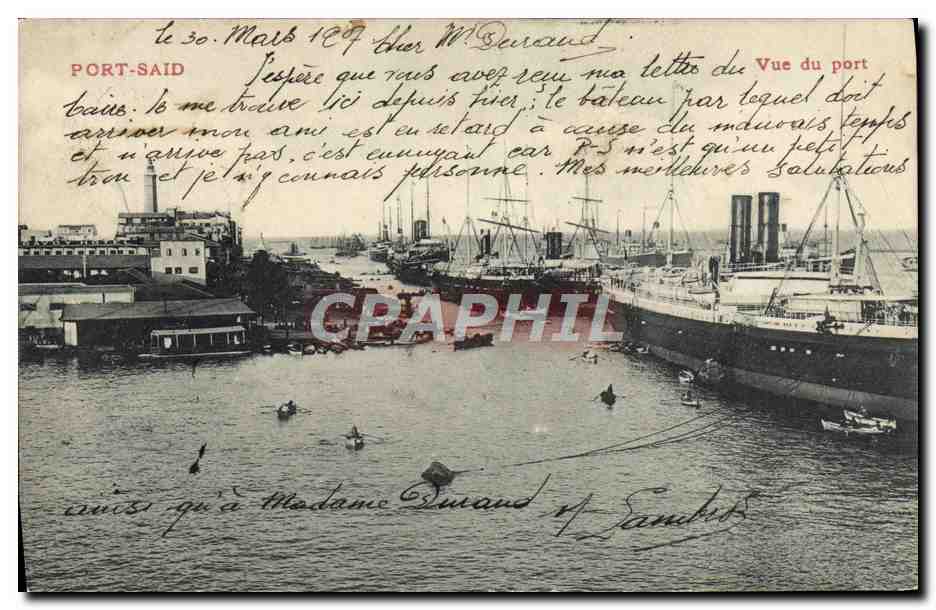 CPA Port Said Vue Du Port Egypte Bateaux