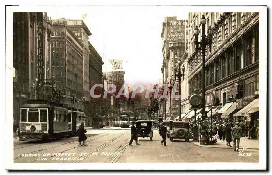 CPA Looking Up Market St at Fourth San Francisco Tramway