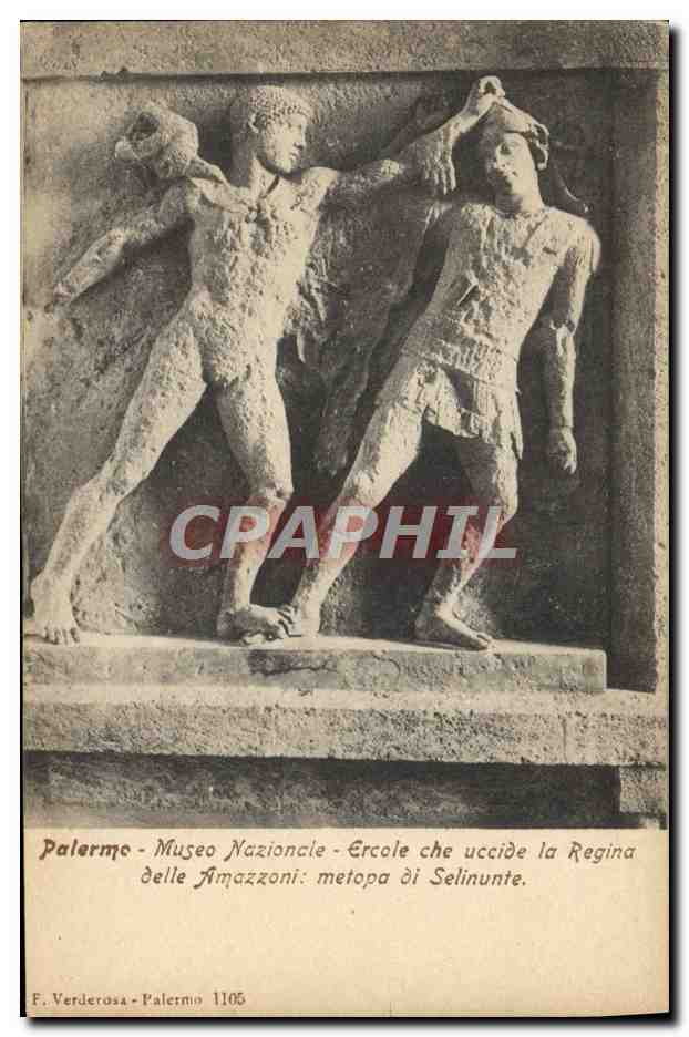 CPA Palermo Museo Nazionale Ercole Che Uccide La Regina Delle Amazzoni metopa di Selinunte