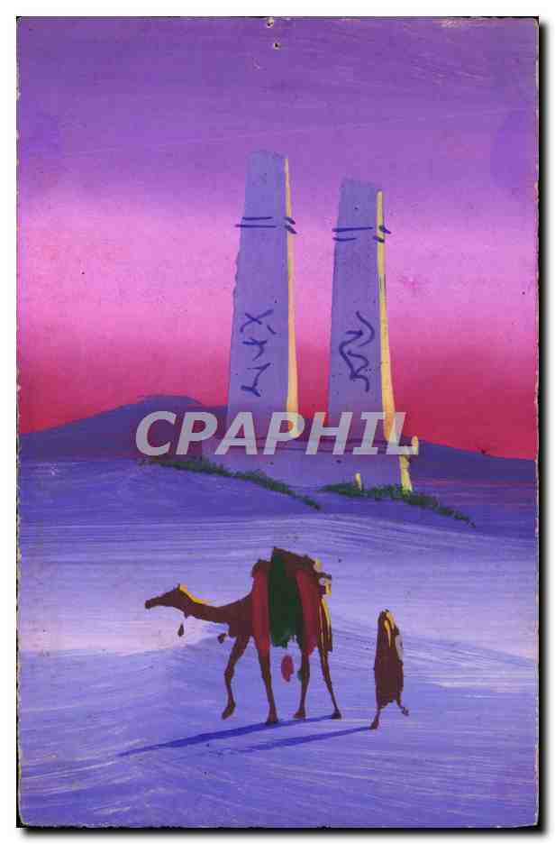 CPA Egypte Chameau (dessin peint a la main)