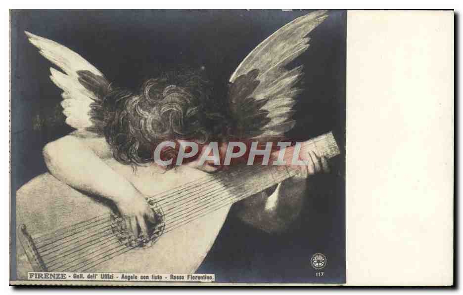 CPA Firenze Gall Dell'Uffizi angeolo Con liuto Rosso Fiorentino Ange