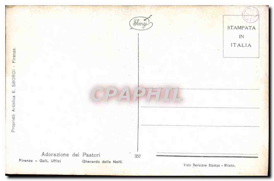 CPA Adorazione Dei Pastori Firenze Gall — Verso