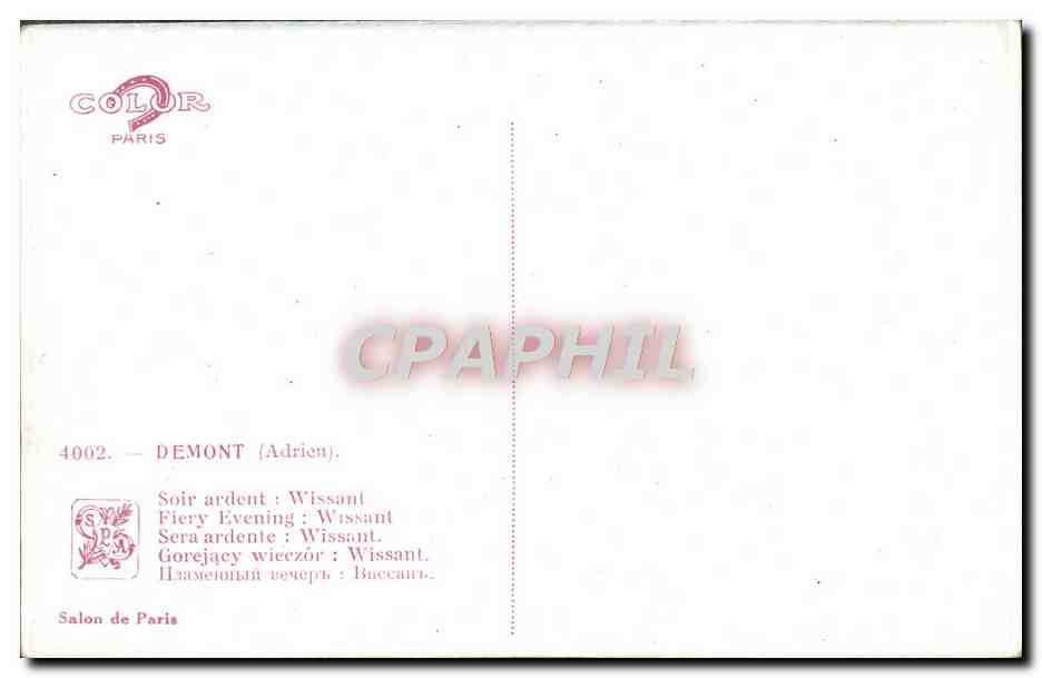 CPA Demont Soir Ardent  — Verso