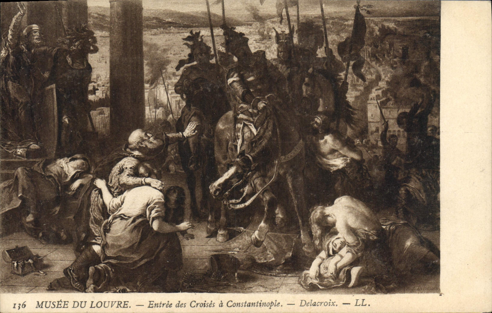 CPA Musee Du Louvre Entree Des Croises A Constantinople Delacroix