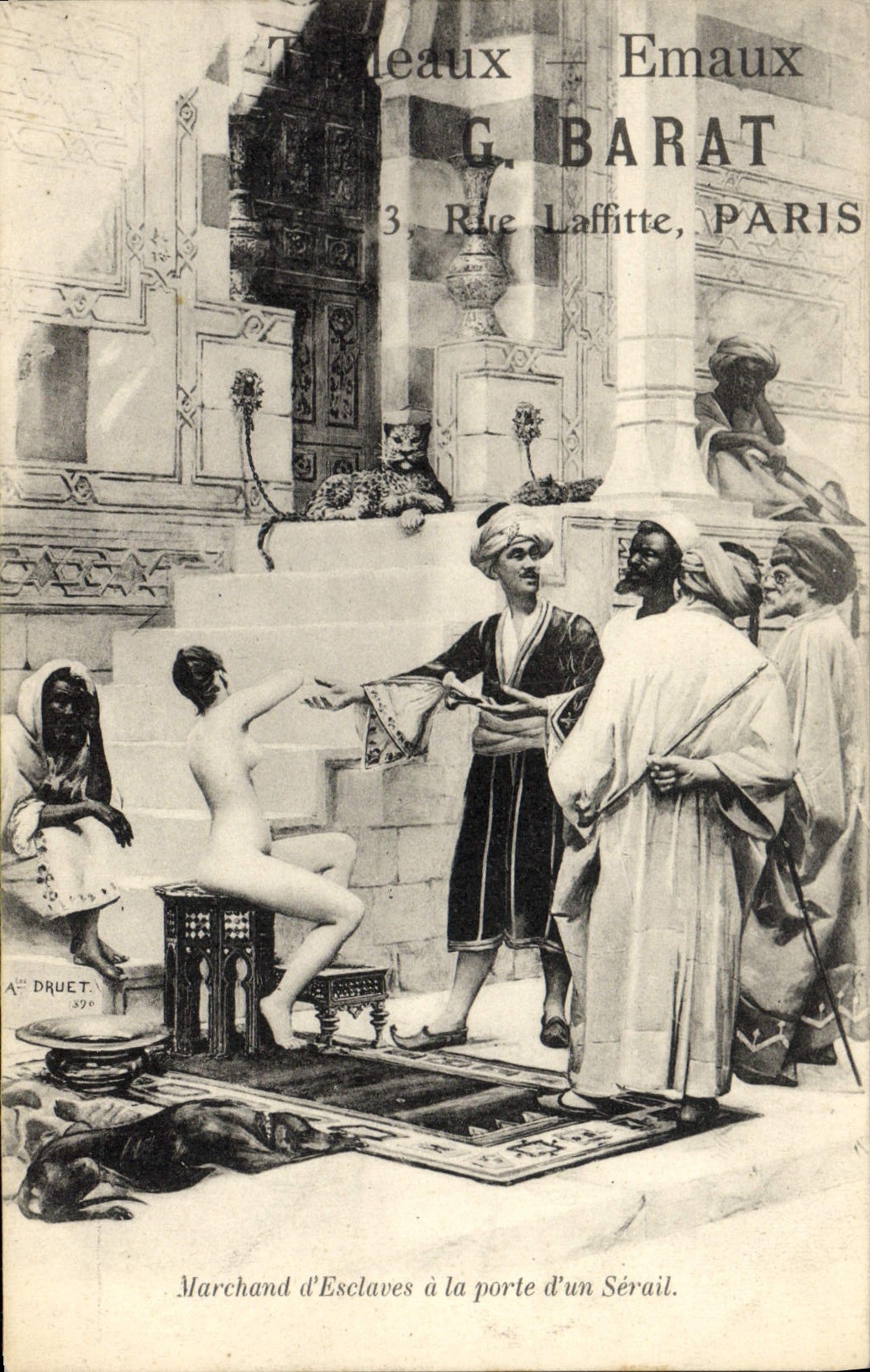 Marchand d'Esclaves à la porte d'un Sérail — G. BARAT, Paris — A. DRUET, n° 397