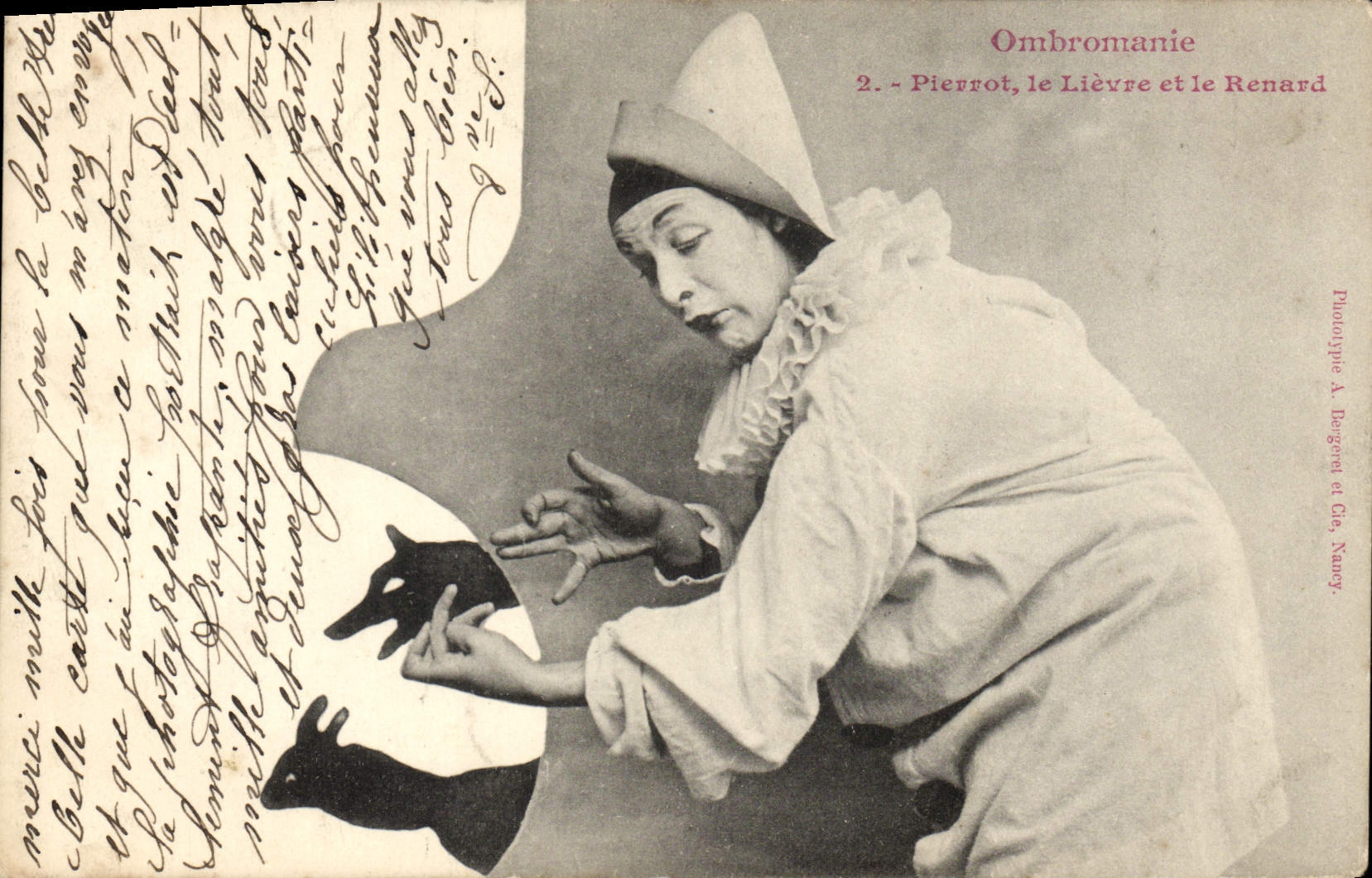 Pierrot, el Conejo y el Zorro — Ombromania — Fototipo A. Degoret y Cie, Nancy
