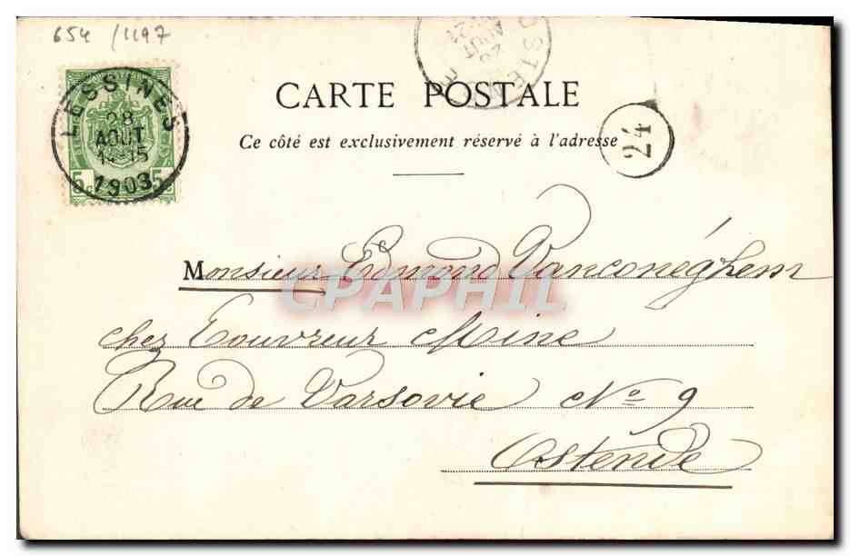 Pierrot, el Conejo y el Zorro — Ombromania — Fototipo A. Degoret y Cie, Nancy — Reverso