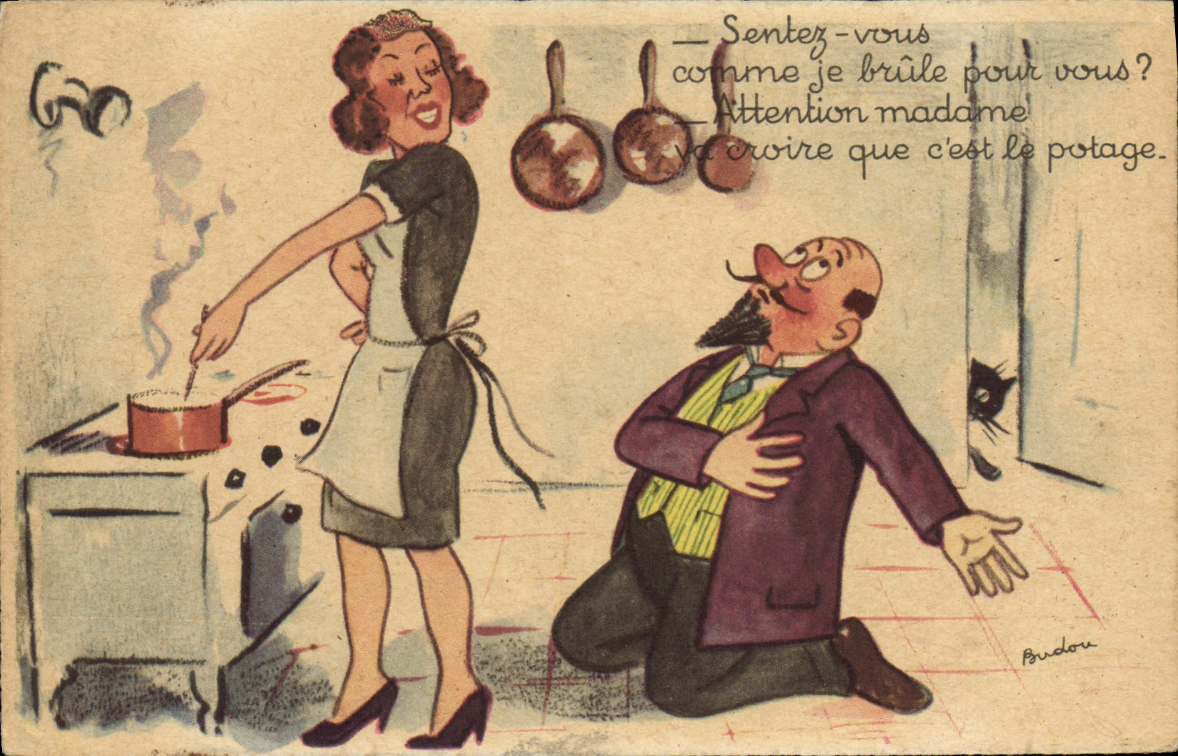 Femme en cuisine — humour — Budou, série 100