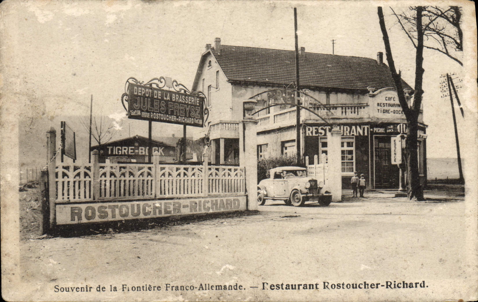 CPA Souvenir De La Fontaine Franco allemande Restaurant Rostoucher Richard