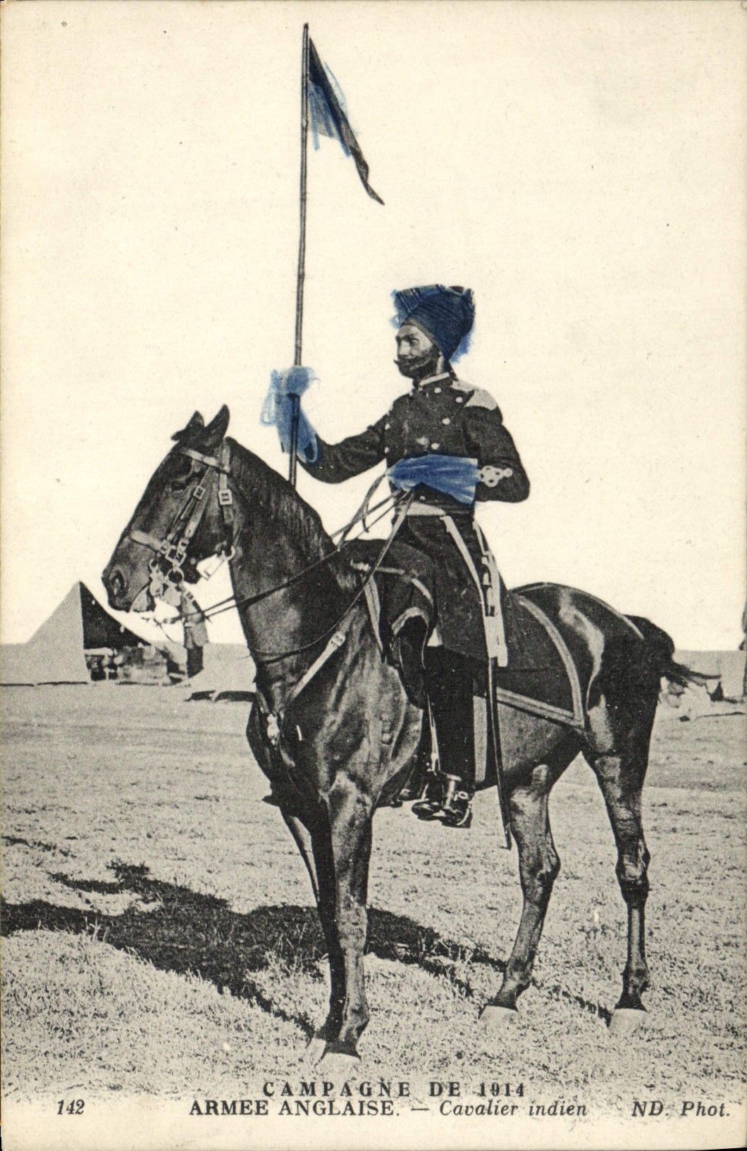 CPA Campagne Armee Anglaise Cavalier indien Militaria Cheval 