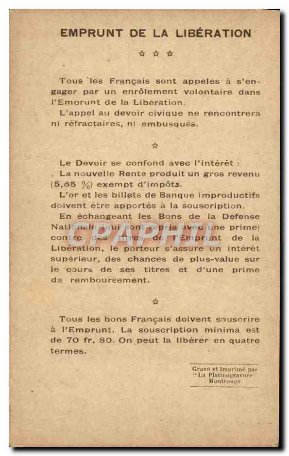 CPA Emprunt De La Liberation Vainqueurs de la Marne General Maistre Joinville Militaria  — Rückseite