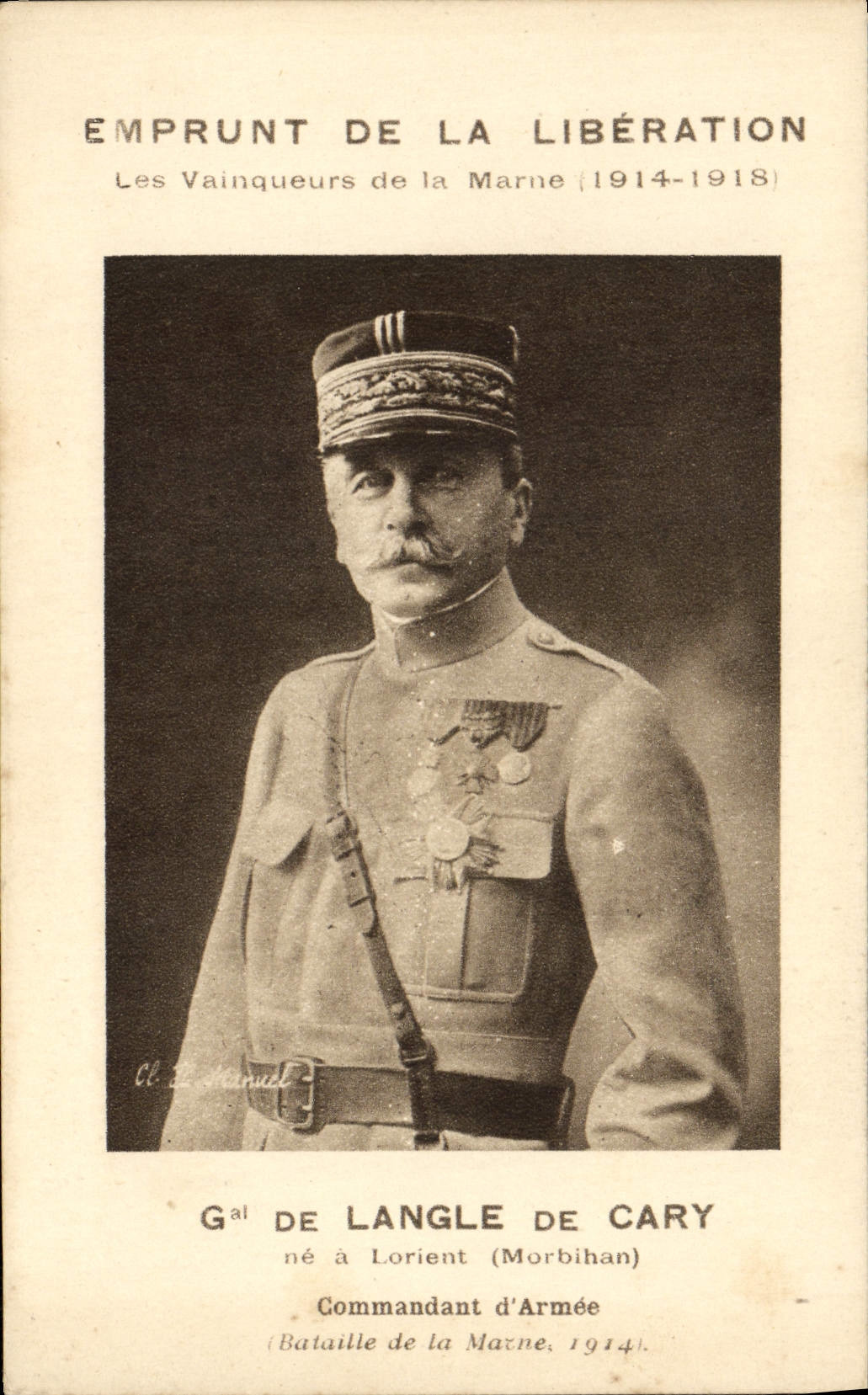 CPA Emprunt De La Liberation Les Vainqueurs De la Marne Gal de Langle de Cary Lorient Militaria