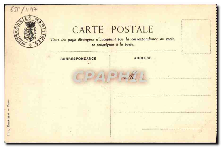 Leconte de Lisle — La Salle à manger des 2èmes classes — Messageries Maritimes — Verso
