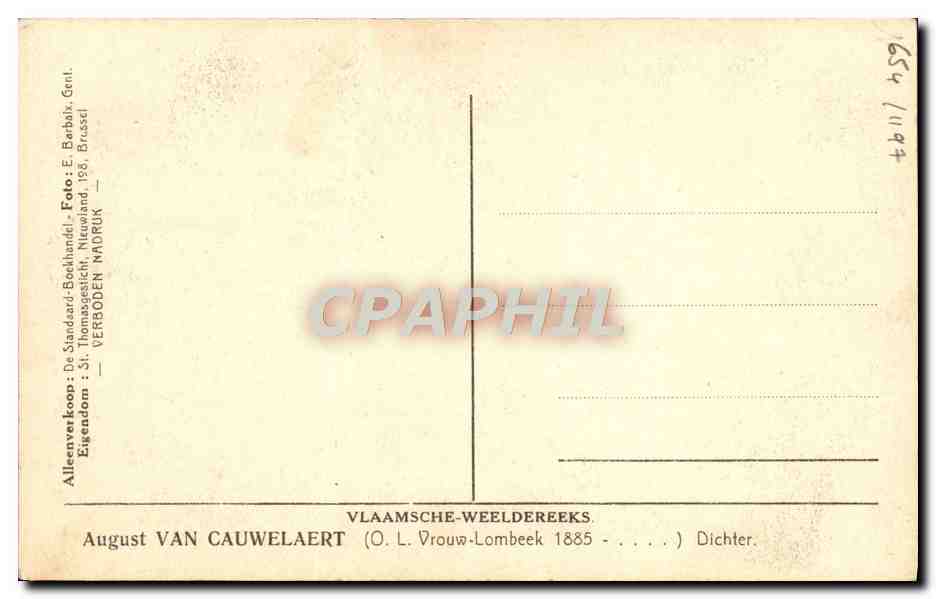 CPA August Van Cauwelaert Dichter — Verso