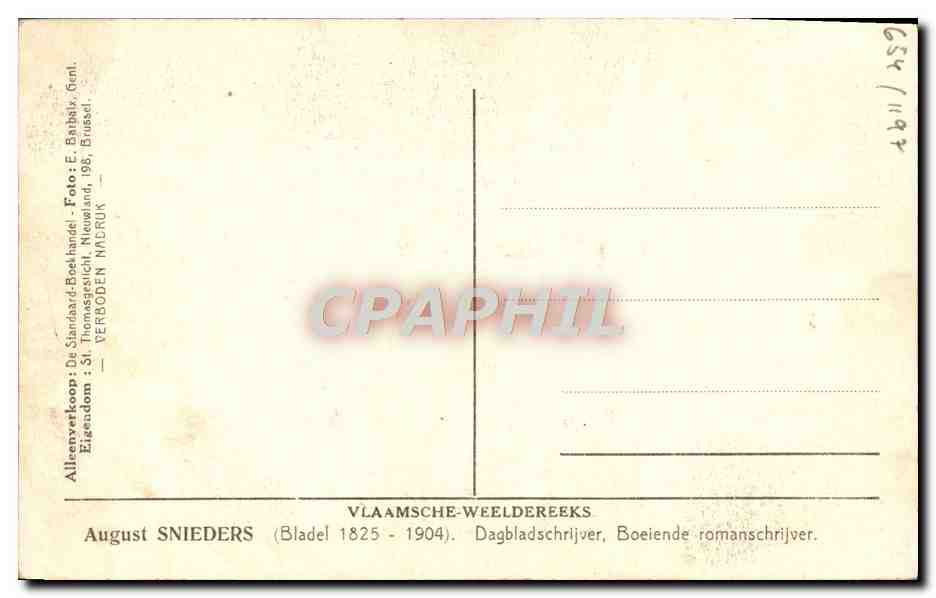 CPA August Snieders Bladel 1825 1904 Dagbladschrijver — Verso