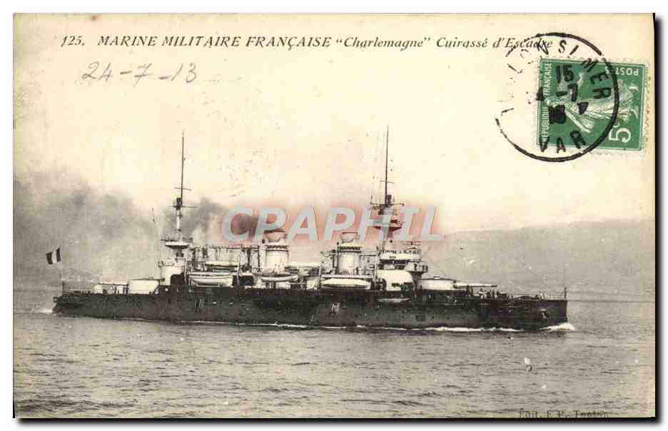 Cuirassé d'Escadre "Charlemagne" — Marine Militaire Française — Éditeur F. P. Tanton, n°125