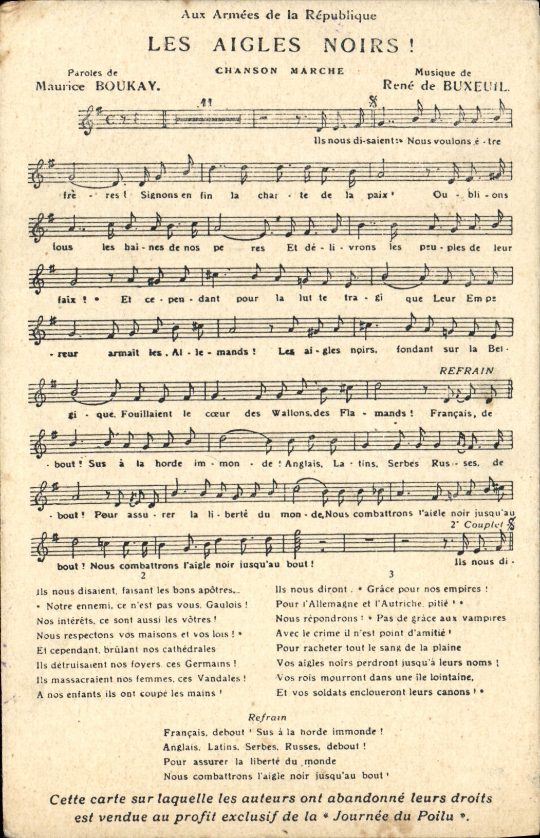 CPA Les Aigles Noirs Chanson Marche Militaria