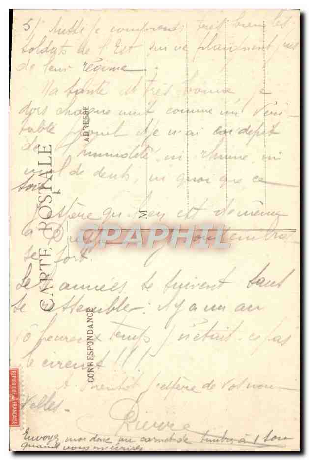L'Infanteria durante gli esercizi - La Grand'Halte - Preparazione del caffè — Librairie Militaire Guérin, Mourmelon — Verso
