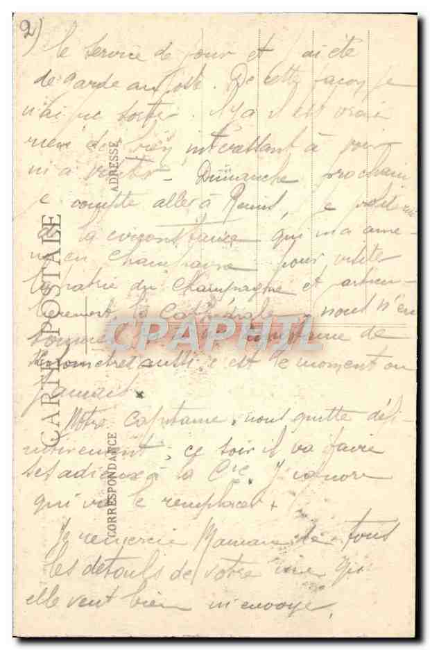 Vie au Camp — Intérieur d'une Tente — Librairie Militaire Guérin, Mourmelon — Rückseite