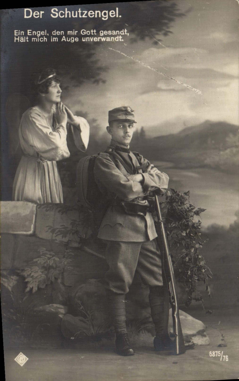 CPA Der Schutzengel Ein Engel Den Mir Gott Gesandt Militaria