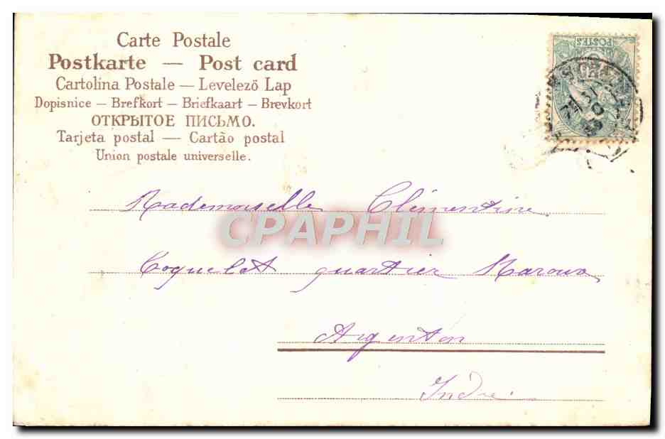 CPA Voeux De bonheur Fleurs — Verso