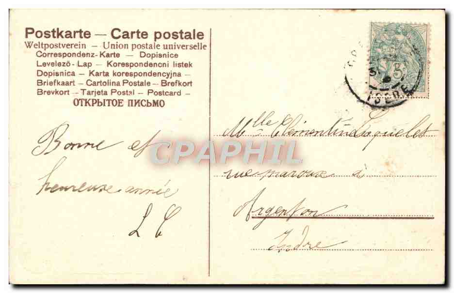 CPA Fantaisie Fleurs Hirondelle Bonne Annee — Rückseite