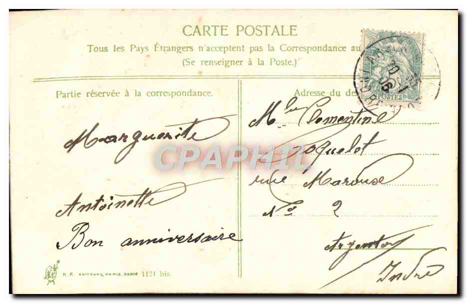 CPA Fantaisie Fleurs — Verso