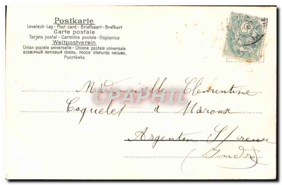 Fleurs roses et feuilles — carte postale décorative — éditeur non identifié — Rückseite