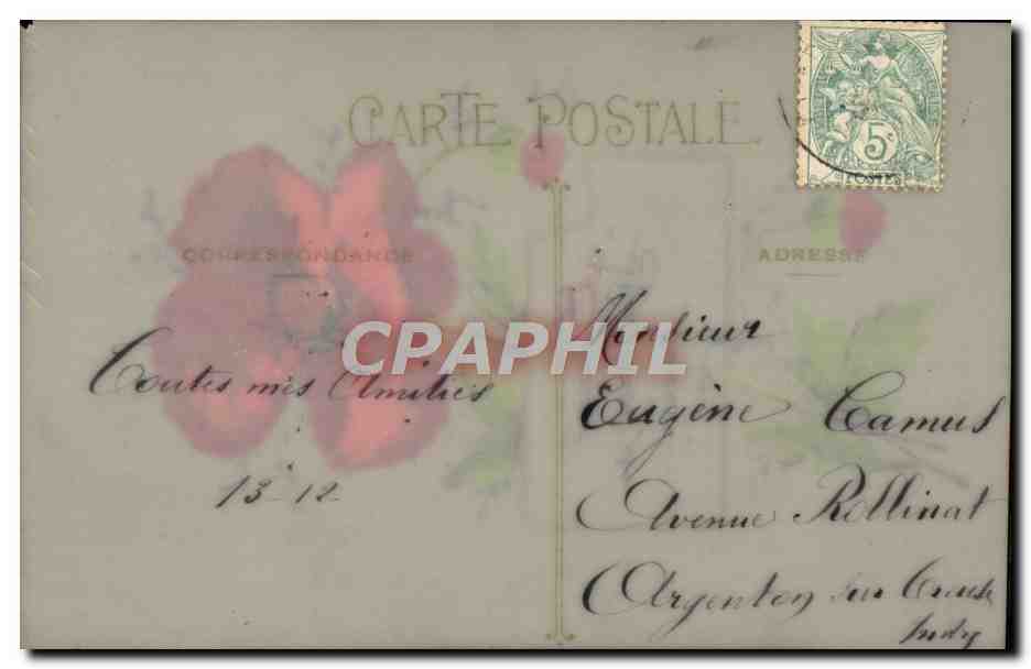 CPA Fantaisie Souvenir affectueux Et Sincere — Rückseite