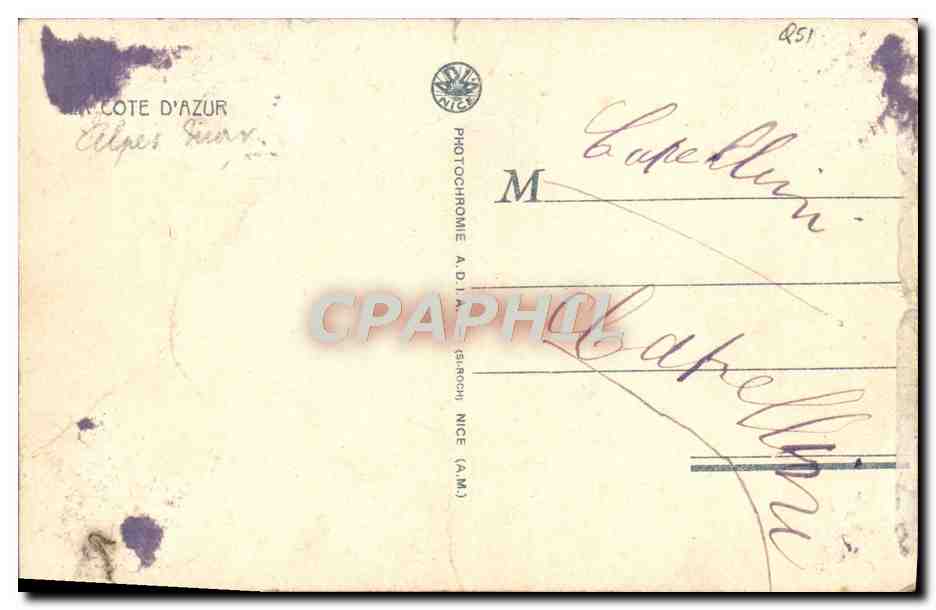 La Turbie (A.M.) — Place Detras und Mont-Agel — Photocromie A.D.I. Nice — Rückseite