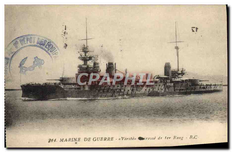 CPA Marine De Guerre Verite Cuirasse de 1er rang Bateau