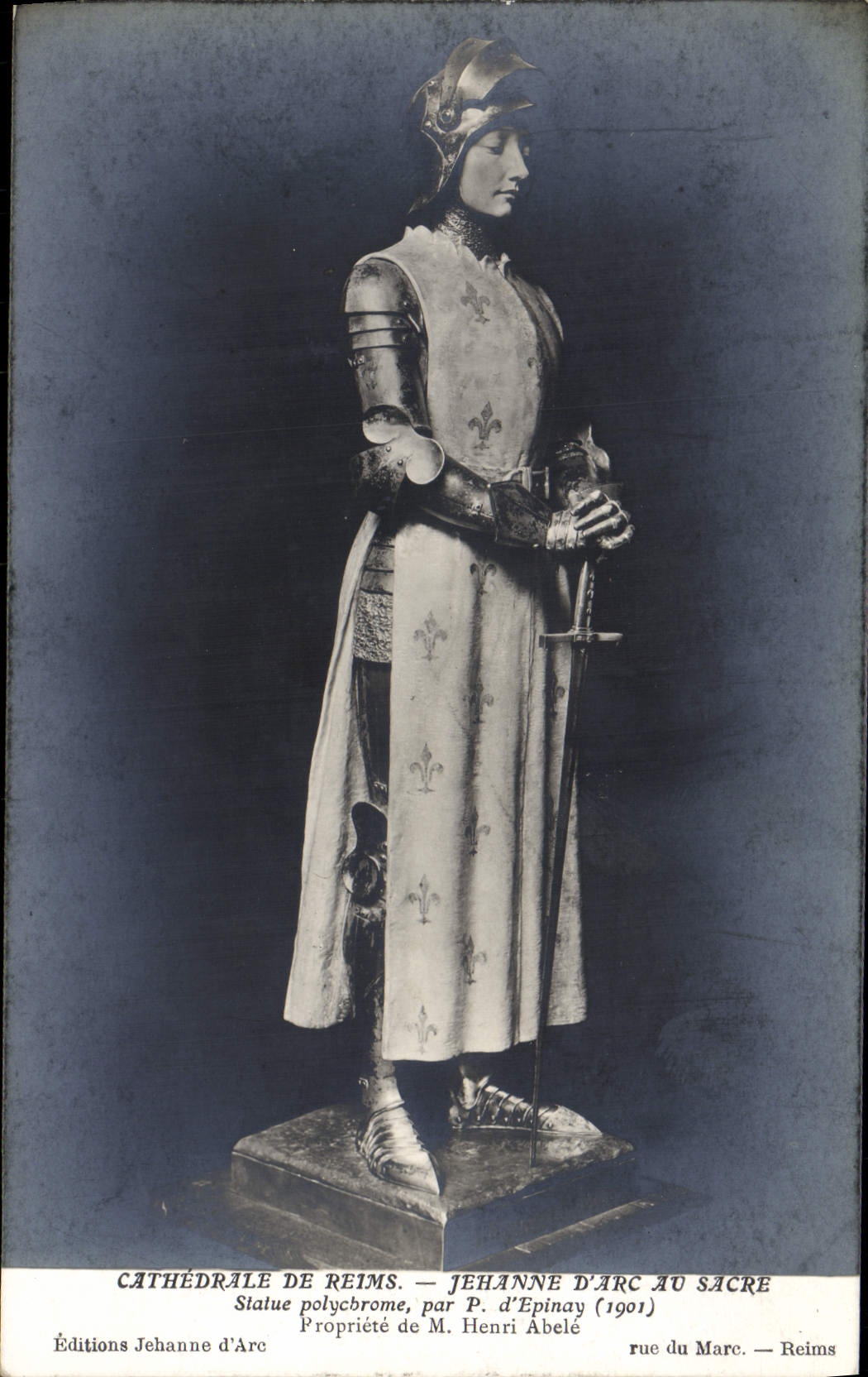 CPA Cathedrale De Reims Jeanne d'Arc Au Sacre Statue Polychrome 