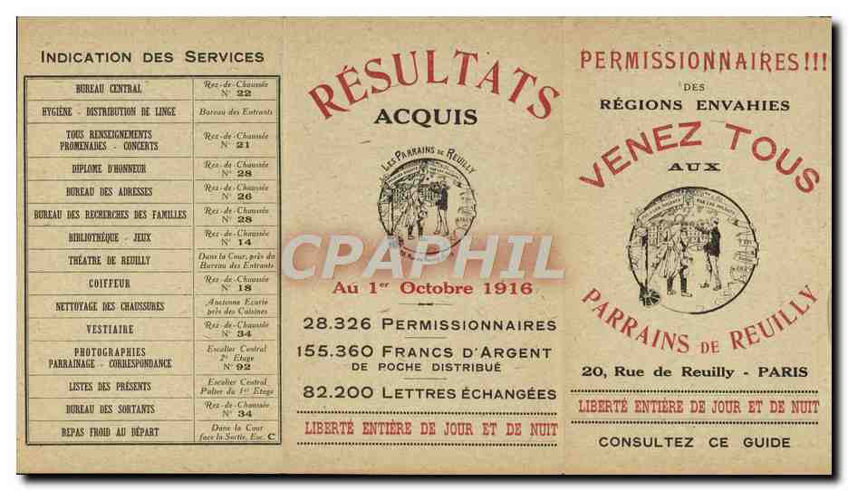 Petit livret Permissionnaires Parrains De Reuilly Rue De Reuilly Paris Militaria