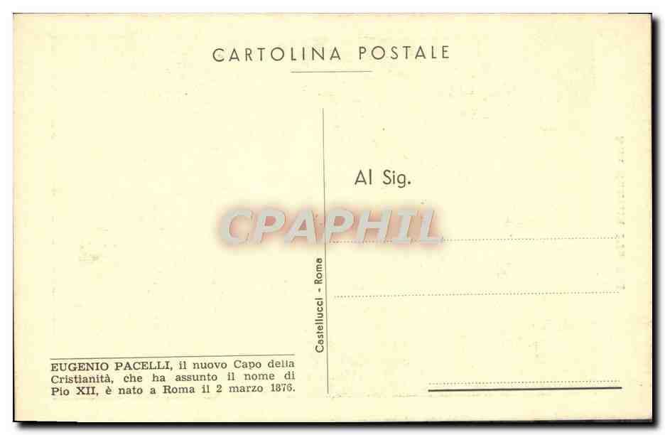 CPA Sua Santita Pio XII Pape — Rückseite